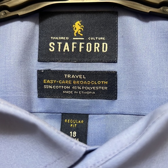 4. Stafford Men’s Long Sleeve Dress Shirt in Blue - Picture 4 of 11